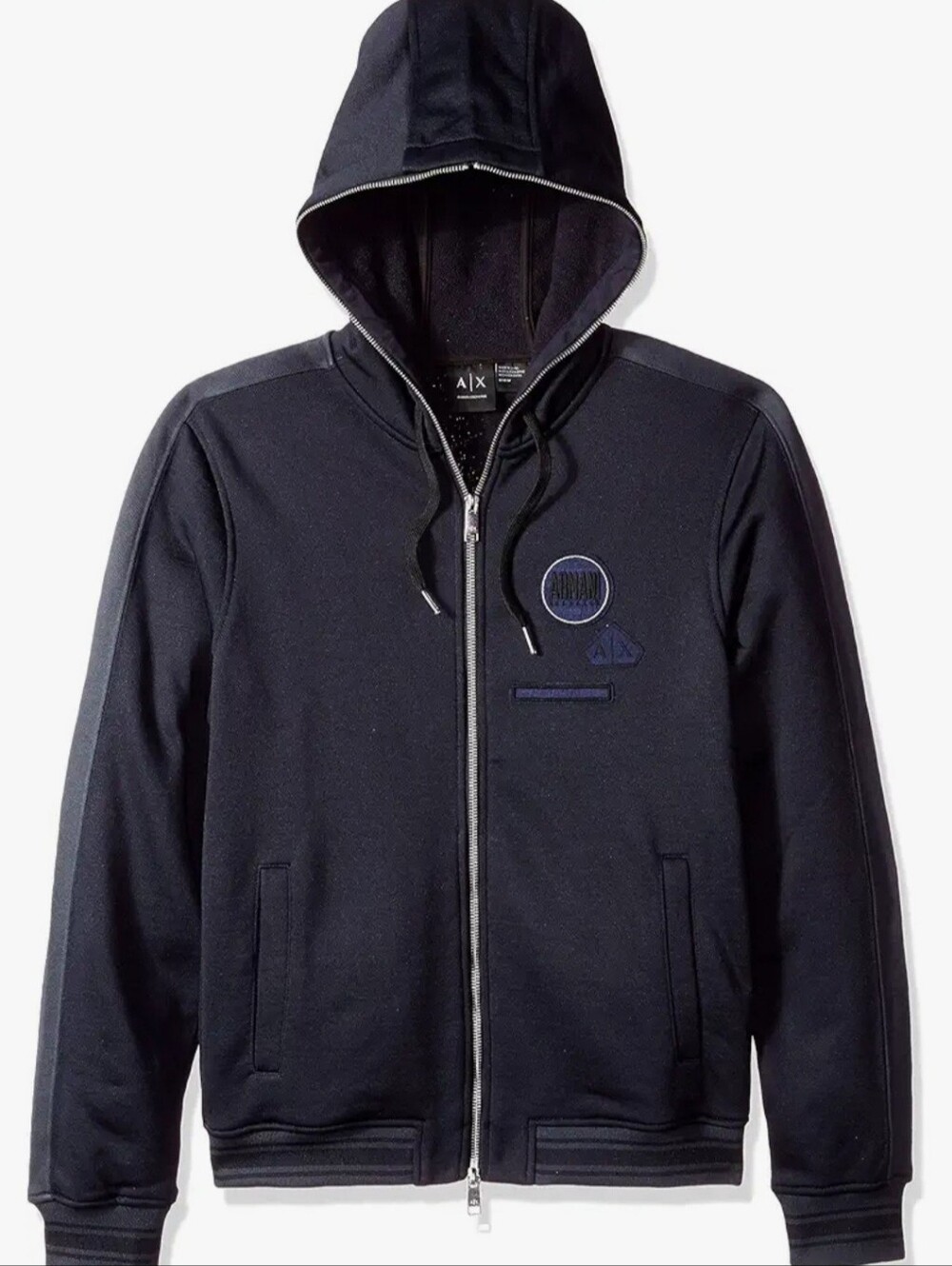 A/X Armani Exchange Men's Black Zip-Up Hooded Sweatshirt, Size M